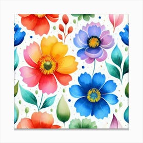 Watercolor Floral Pattern 5 Canvas Print