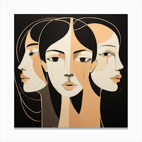 Abstract Faces, Clean Pencil Lines art, Nude Color Shades, Emotions of Life, vector art, Simple frames of fillings, good-looking image 1 Canvas Print