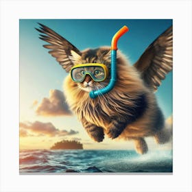 Cat With Scuba Gear Canvas Print