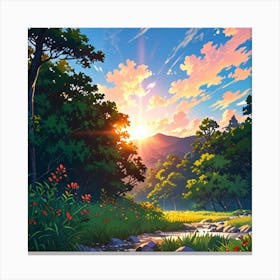 Sunset In The Forest 1 Canvas Print