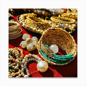 Beautiful African Pearly Jewellery On Display (1) Canvas Print