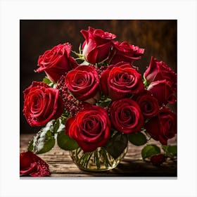 Red Roses In A Vase 6 Canvas Print