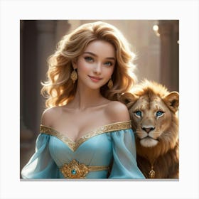 Princess And The Lion Canvas Print