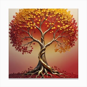 Solid Colors Gradienttree With Golden Leaves And Twisted And In 651971808 (1) Canvas Print