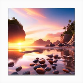 Sunset On The Beach 3 Canvas Print