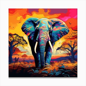 Elephant In The Sunset 2 Canvas Print