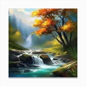 Waterfall In The Forest 42 Canvas Print