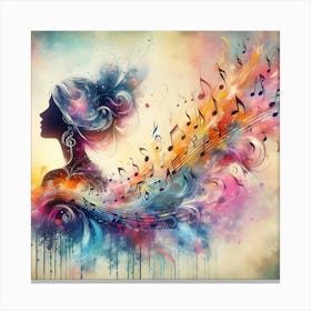 Abstract Woman With Music Notes Canvas Print