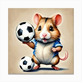 Hamster Playing Soccer Canvas Print