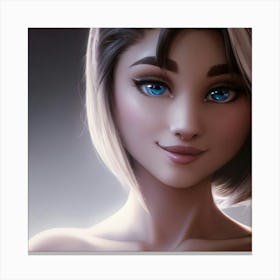 Portrait Of A Girl With Blue Eyes Canvas Print