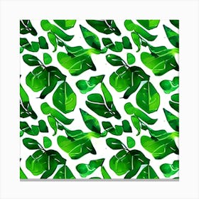 Seamless Pattern With Green Leaves 2 Canvas Print