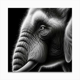 Elephant In Black And White Canvas Print
