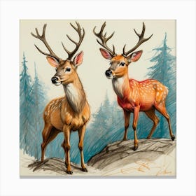 Deer Painting 8 Canvas Print