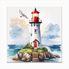 Watercolor Lighthouse Canvas Print