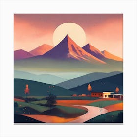 Sunset In The Mountains Canvas Print