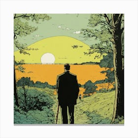 Man Walking Down A Path Canvas Print