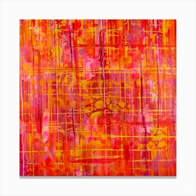 Crimson Tartan Abstract Painting Canvas Print