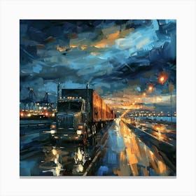 Truck At Night Canvas Print