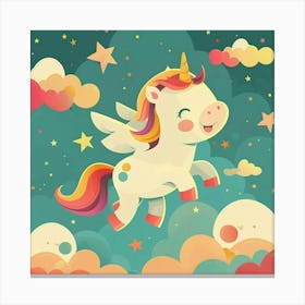 Smiling Unicorn Nursery Wall Art Canvas Print