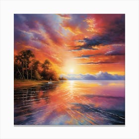 Sunset Over The Water 1 Canvas Print