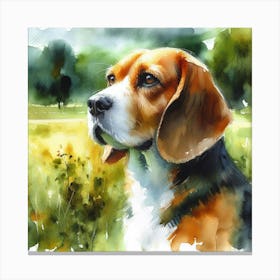 Beagle Watercolor Painting Canvas Print