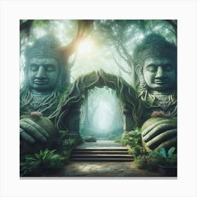 Buddhist Temple paintings art print Canvas Print