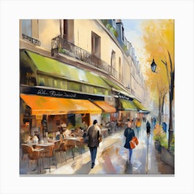 Paris Cafes.Cafe in Paris. spring season. Passersby. The beauty of the place. Oil colors.27 Canvas Print