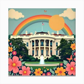 Rainbow Over White House Canvas Print