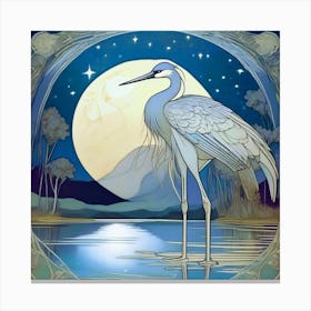 Moonlit Crane Canvas Print