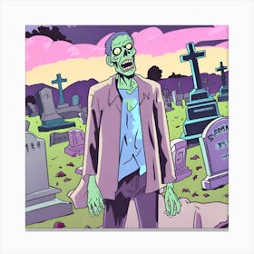 Zombie In The Graveyard Canvas Print