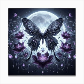 Butterfly And Lotus Canvas Print