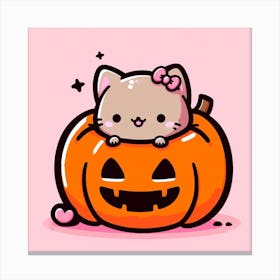 Hello Kitty Halloween Pumpkin Kawaii Cat Anime Cartoon Canvas Print