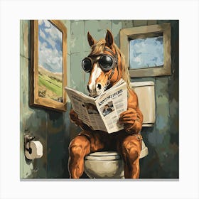 Horse Reading Newspaper 4 Canvas Print