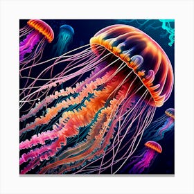 Jellyfish In The Sea Canvas Print