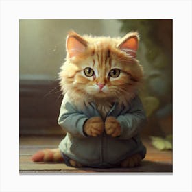 Kitten In A hoodie Canvas Print