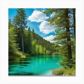 Blue Lake In The Forest 15 Canvas Print