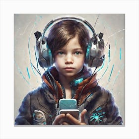 Boy With Headphones Canvas Print