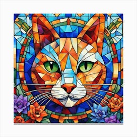 Stained Glass Cat Canvas Print