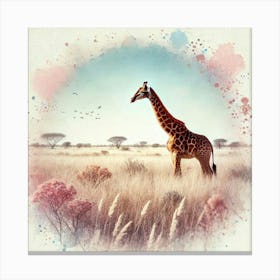 Watercolor Grasslands Giraffe 3 Stampe su tela