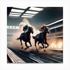Horse Racing In A Stadium Canvas Print