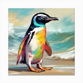 Penguin On The Beach Canvas Print