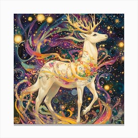 Christmas White Deer Canvas Print