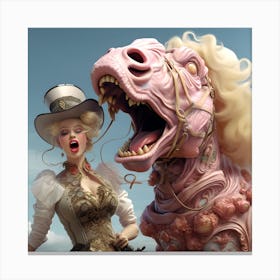 Surreal Woman With Pink Gragon Ai Art Depot 9 Canvas Print