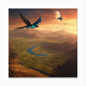 Swallows Flying Over The Desert 1 Canvas Print
