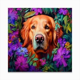 Flower Dog Golden Retriever Canvas Print