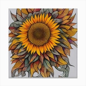 Sunflower and leaves Canvas Print