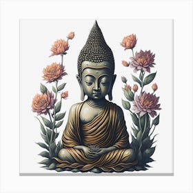 Floral Buddha (1) 1 Canvas Print
