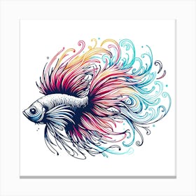 Abstract Fish 3 Color Drawing Canvas Print