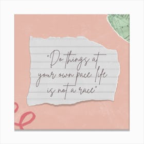 Do Things At Your Own Pace Life Is Not A Race Canvas Print