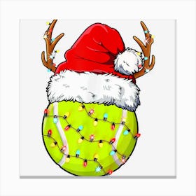 Santa Reindeer Tennis Ball Christmas Lights Tennis Player Canvas Print